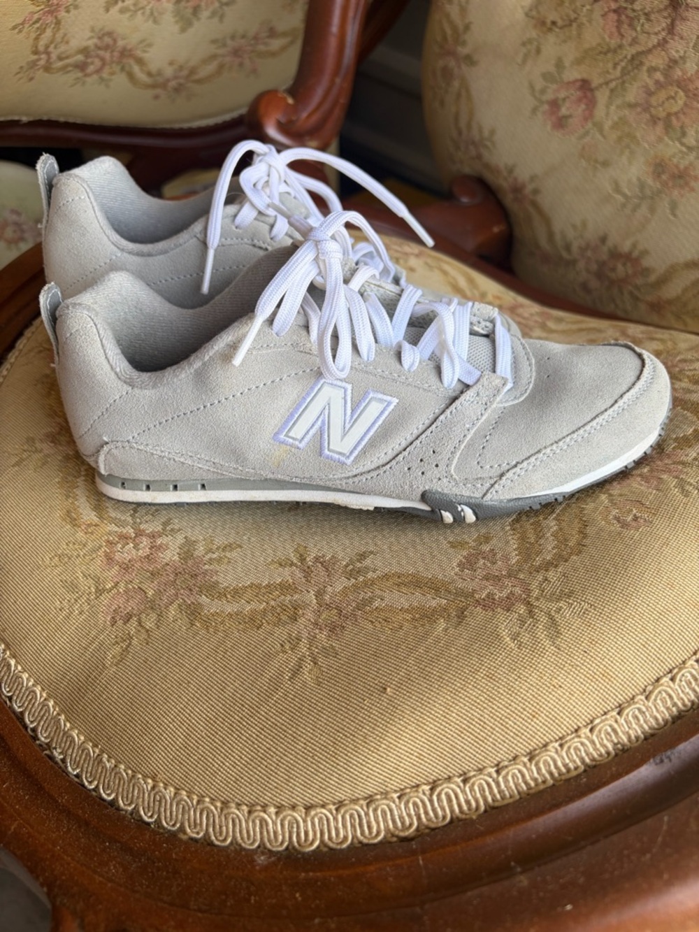 New Balance Women's Light Gray Suede Lace-Up Sneakers
